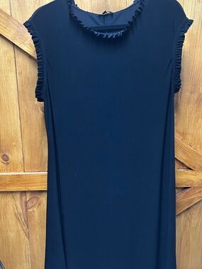 Black Ruffle-Trim Little Black Dress for Women